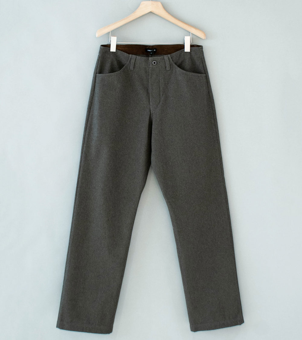 Evan Kinori 'Four Pocket Pant' (Olive Heather Top Dyed Cotton Kersey)