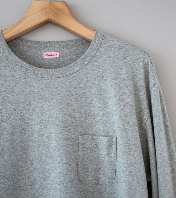 Conkers 'Long Sleeve Ringer Tee' (Grey Marl Brushed English Jersey)