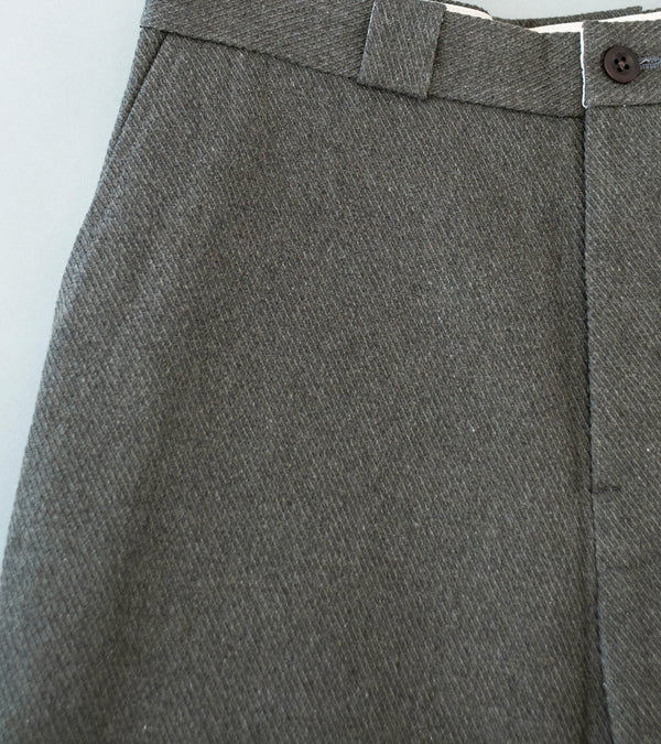 Evan Kinori 'Flat Front Pant' (Olive Heather Top Dyed Cotton Kersey)