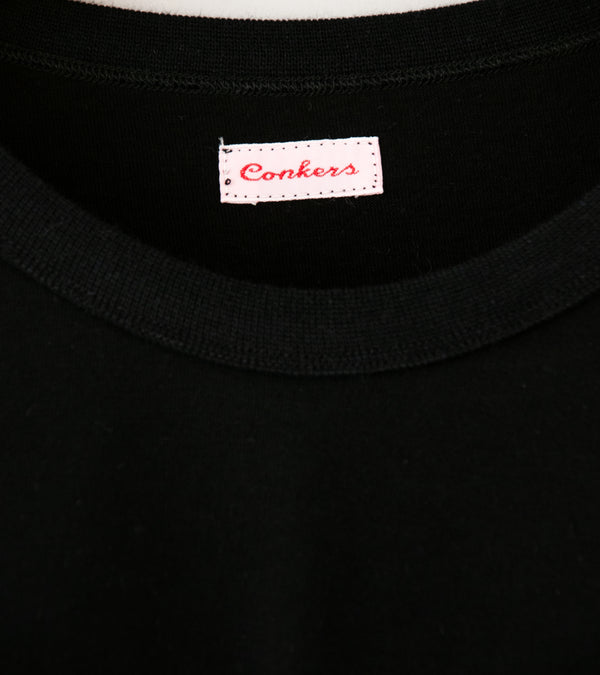 Conkers 'Long Sleeve Ringer Tee' (Black Brushed English Jersey)