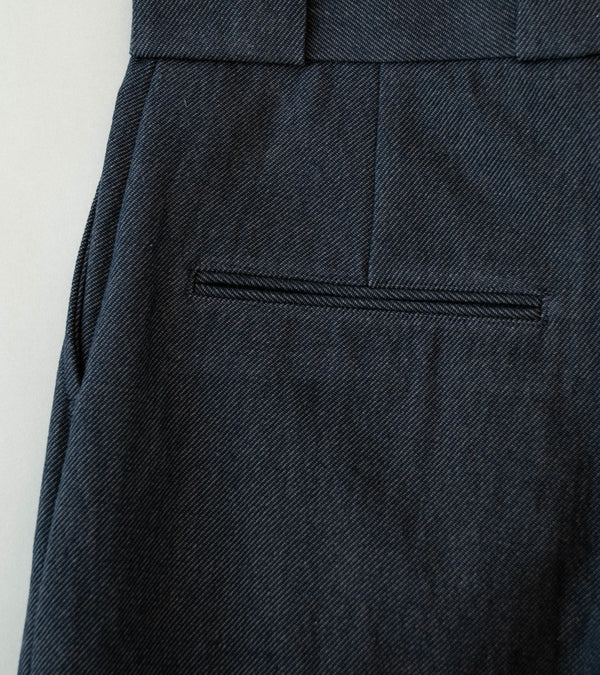Evan Kinori 'Flat Front Pant' (Navy Grey Yarn Dyed Cotton Twill)