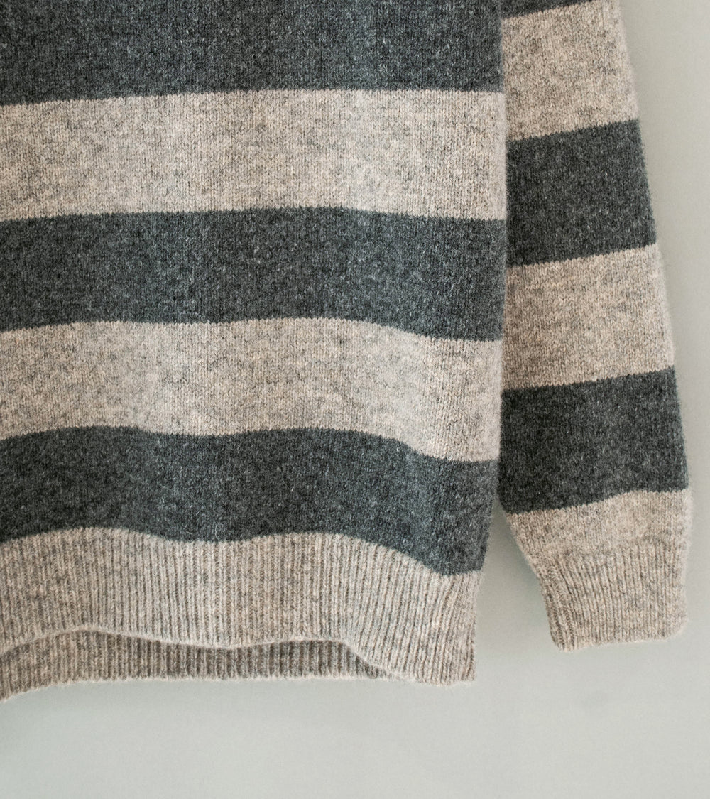 Evan Kinori 'Striped Sweater' (Charcoal Light Grey Top Dyed Wool)