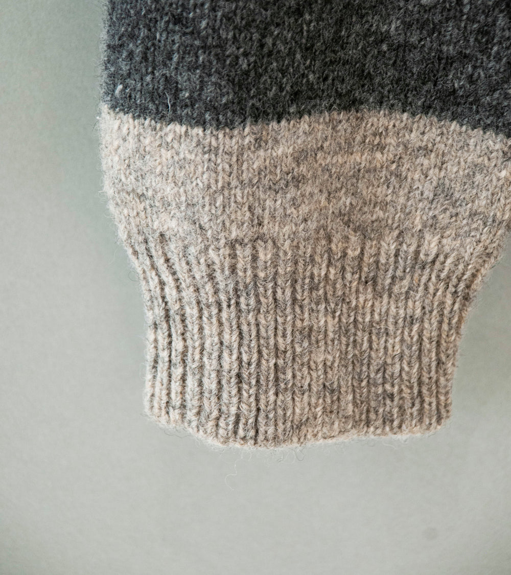 Evan Kinori 'Striped Sweater' (Charcoal Light Grey Top Dyed Wool)