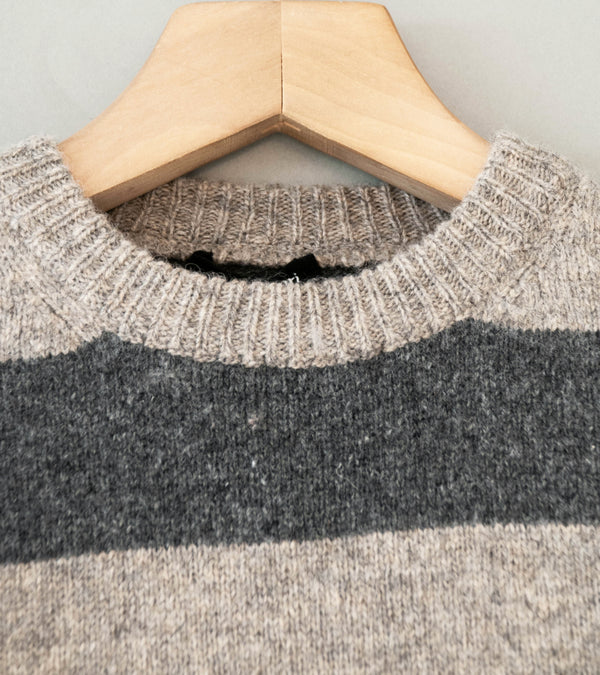 Evan Kinori 'Striped Sweater' (Charcoal Light Grey Top Dyed Wool)