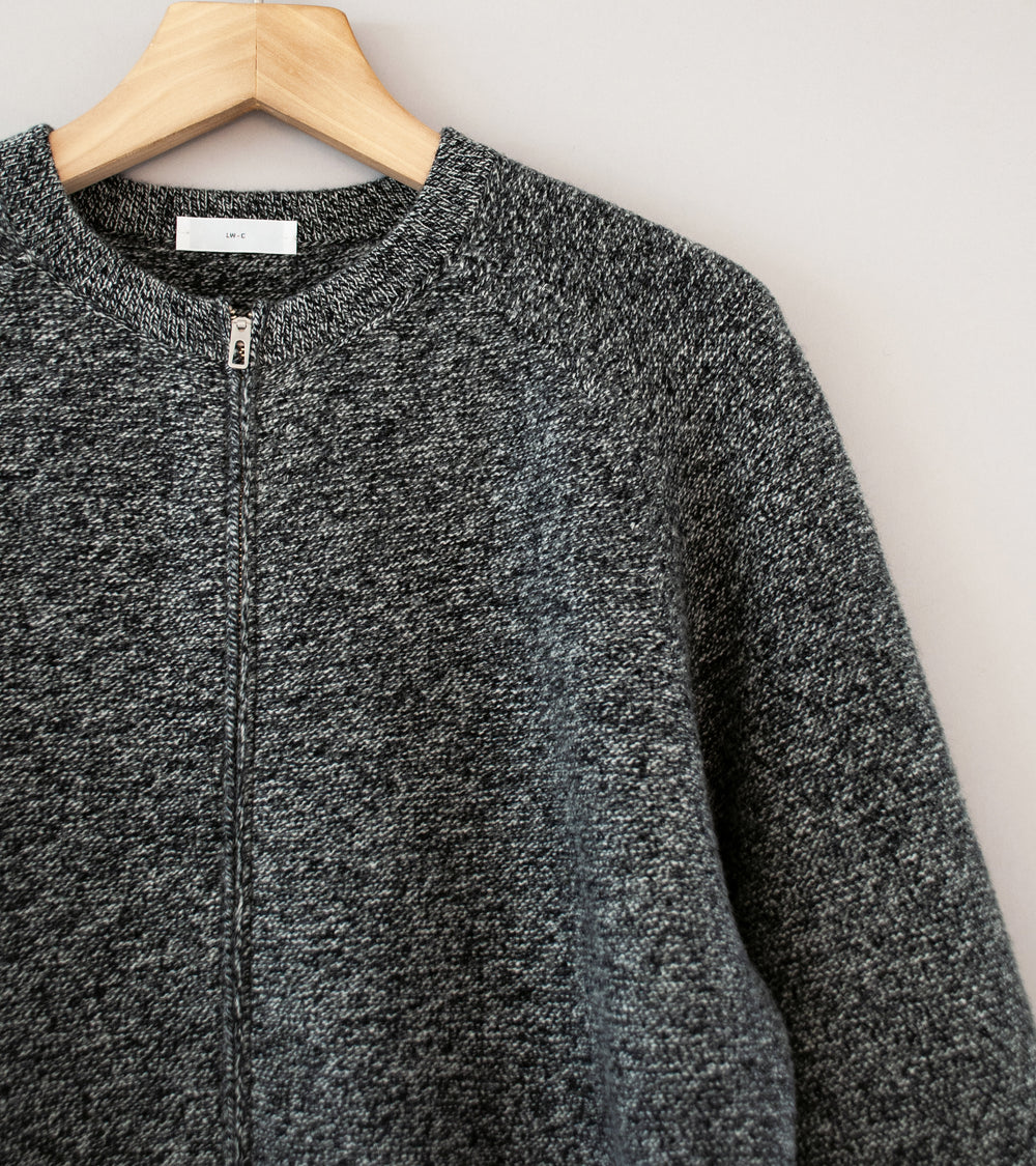 Lady White Co 'Wool Link Zip Cardigan' (Black Twist)