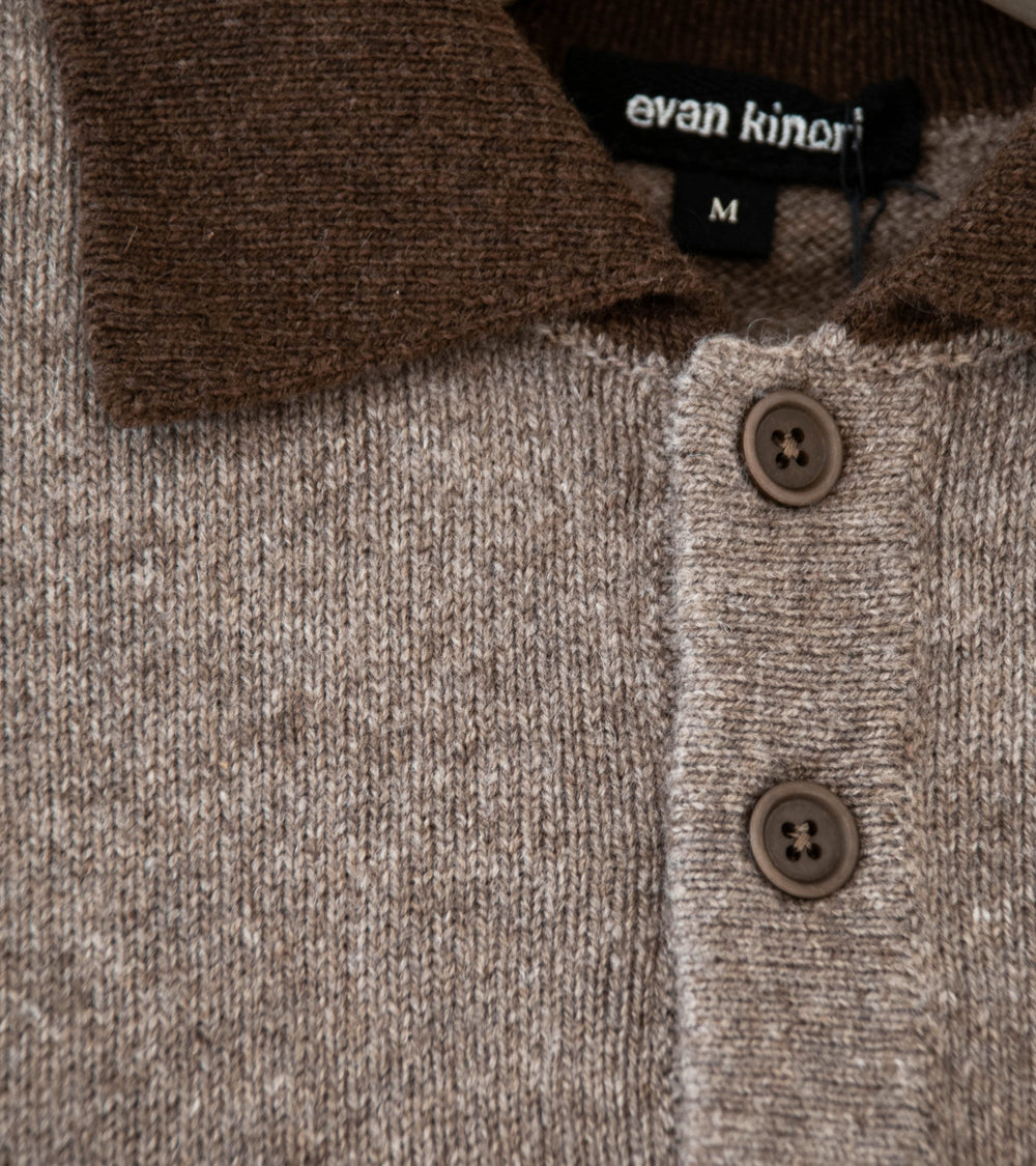 Evan Kinori 'Knit Polo' (Dark Brown Light Brown Undyed Yak Wool)