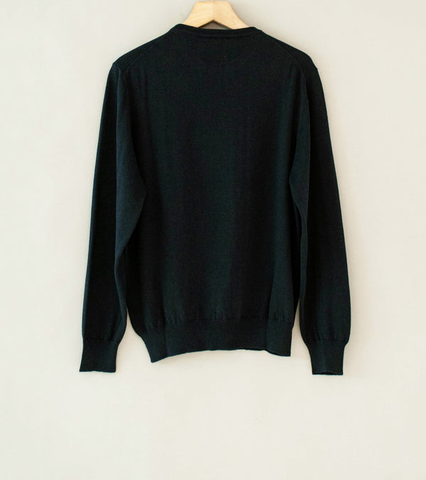 Evan Kinori 'Thin Crewneck Sweater' (Navy Lt. Wt. Wool Cotton)