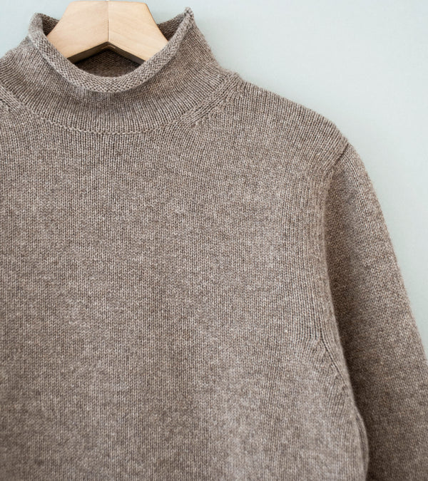 Evan Kinori 'Rollneck Sweater' (Light Brown Undyed Yak Wool)
