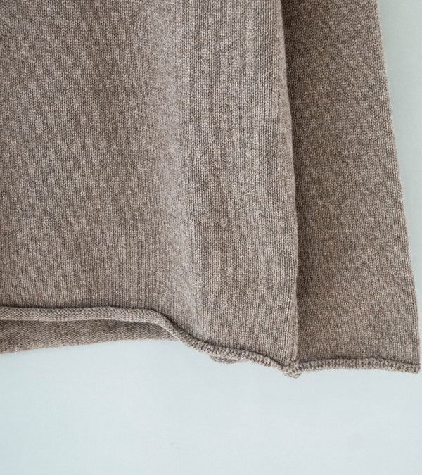 Evan Kinori 'Rollneck Sweater' (Light Brown Undyed Yak Wool)