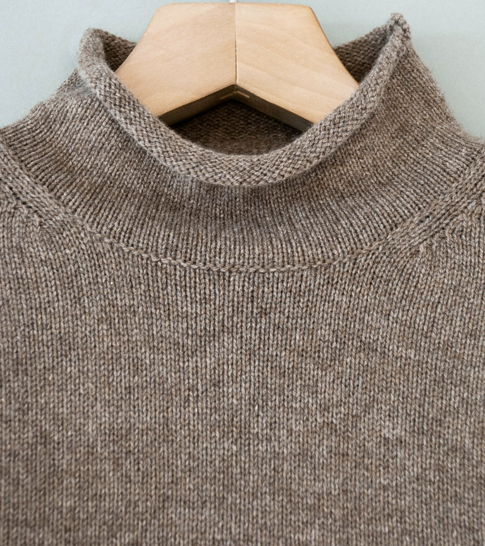 Evan Kinori 'Rollneck Sweater' (Light Brown Undyed Yak Wool)