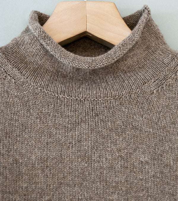 Evan Kinori 'Rollneck Sweater' (Light Brown Undyed Yak Wool)