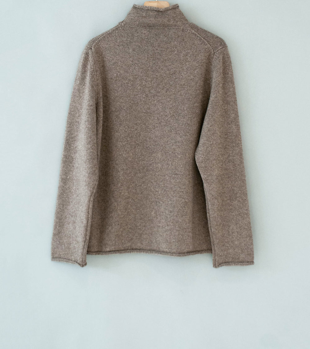 Evan Kinori 'Rollneck Sweater' (Light Brown Undyed Yak Wool)