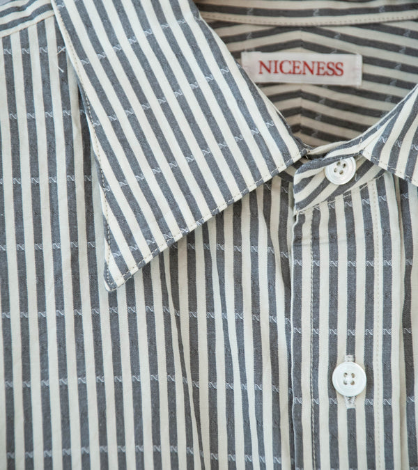 Niceness 'CLEMENT Dobby Stripe Regular Collar Dress Shirt' (Gray)