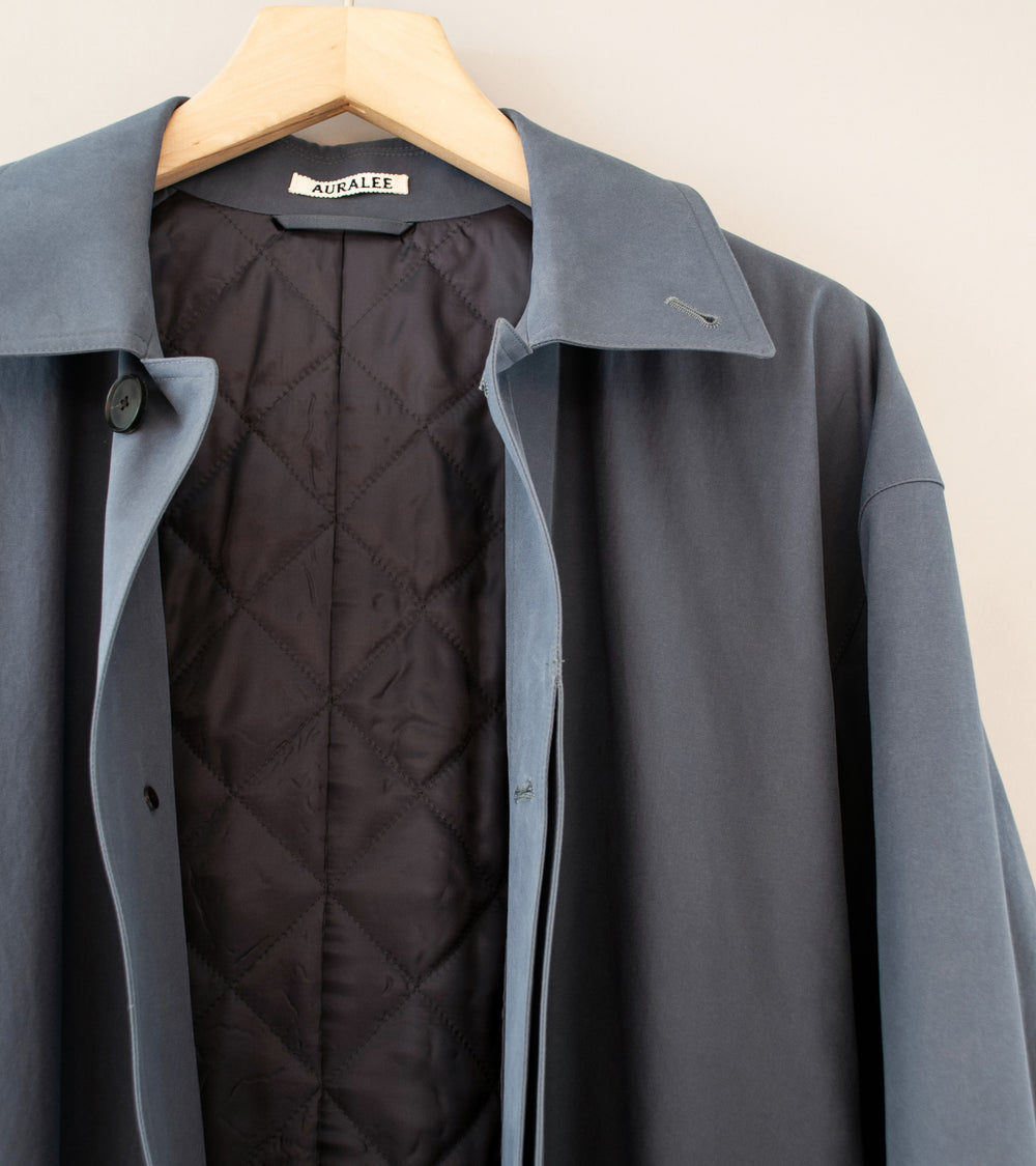 Auralee 'Washed Finx Gabardine Soutien Collar Coat' (Light Navy)