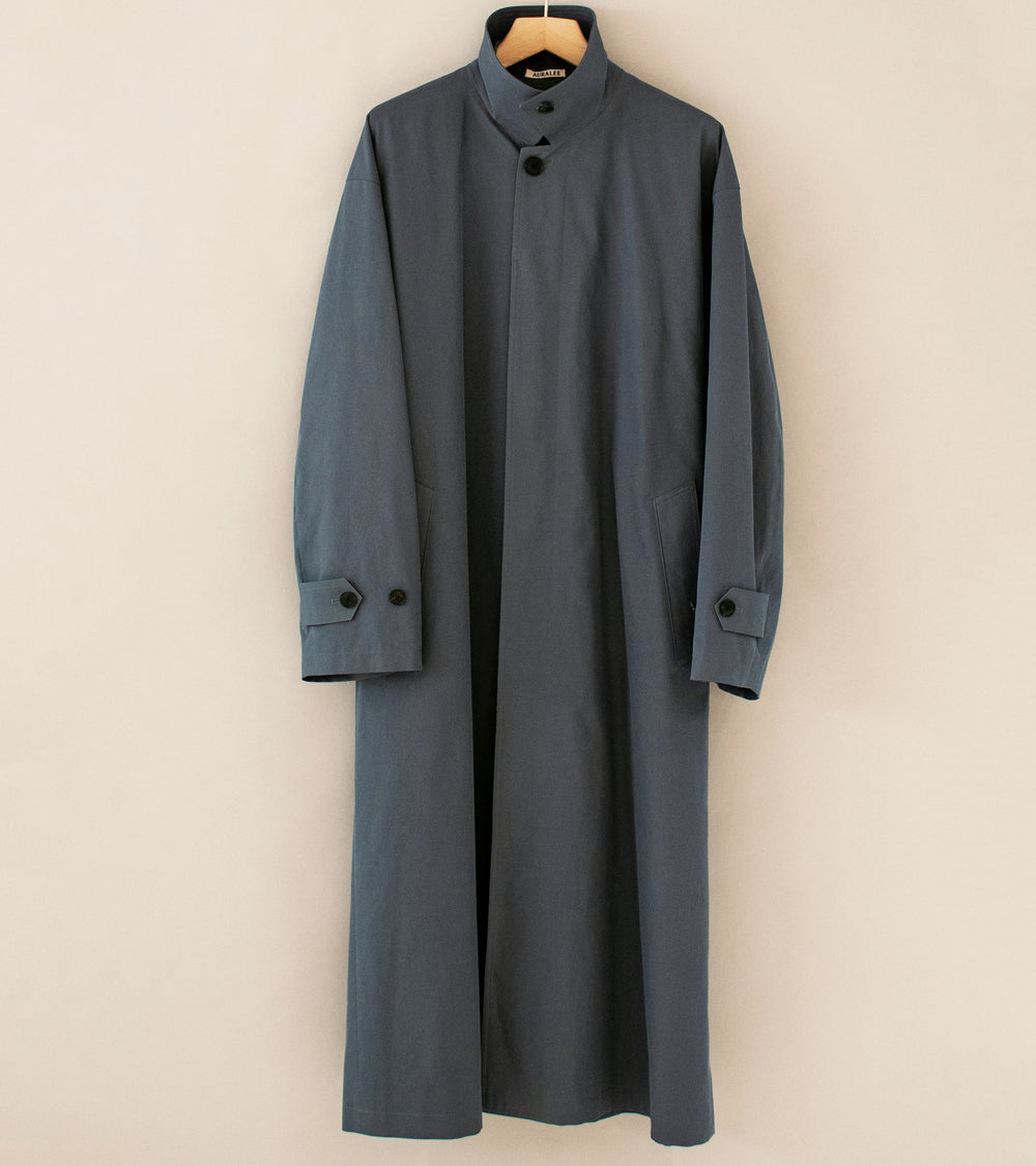 Auralee 'Washed Finx Gabardine Soutien Collar Coat' (Light Navy)