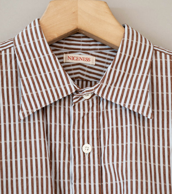 Niceness 'CLEMENT Dobby Stripe Regular Collar Dress Shirt' (Blue)