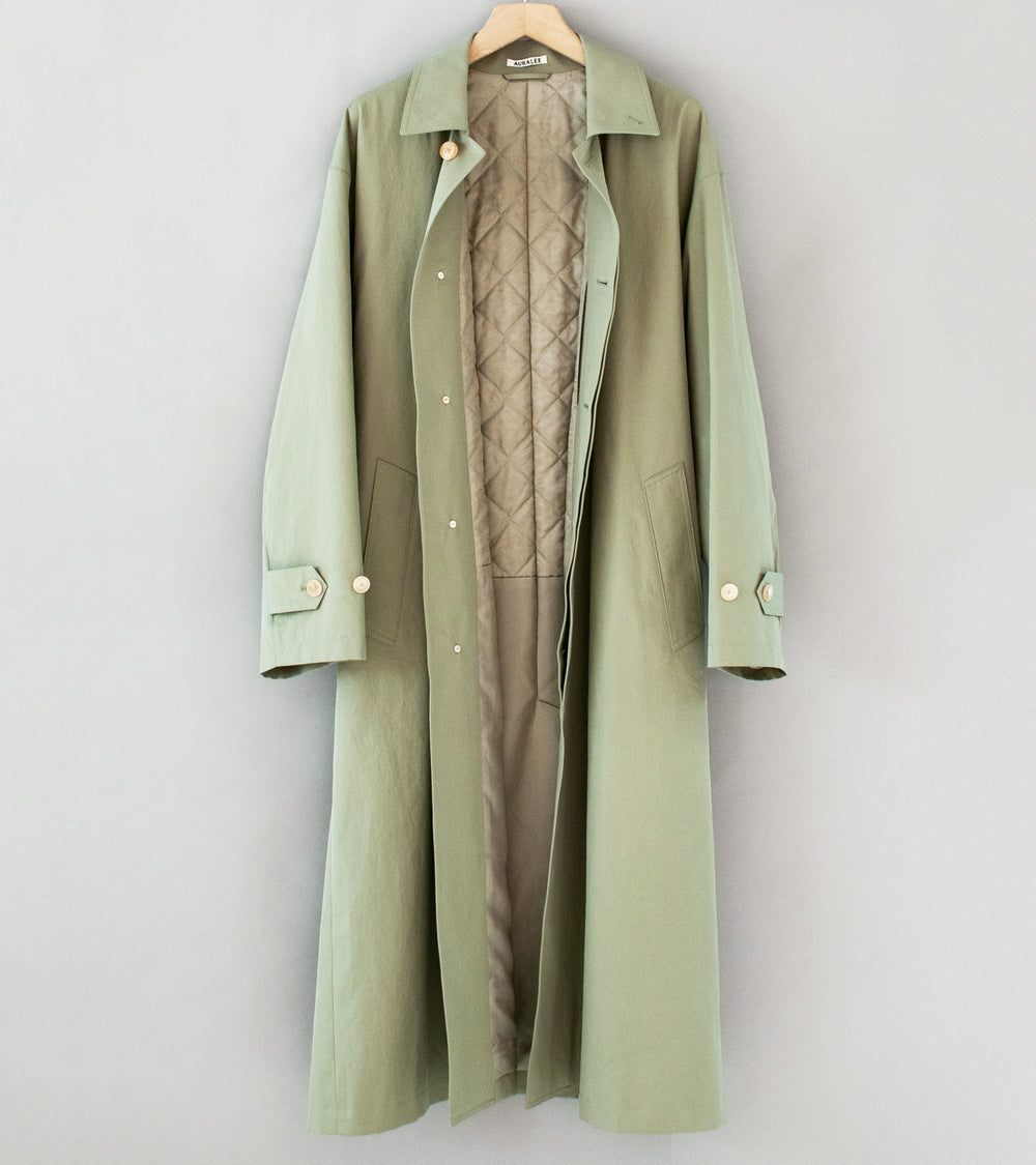 Auralee 'Washed Finx Gabardine Soutien Collar Coat' (Light Khaki)