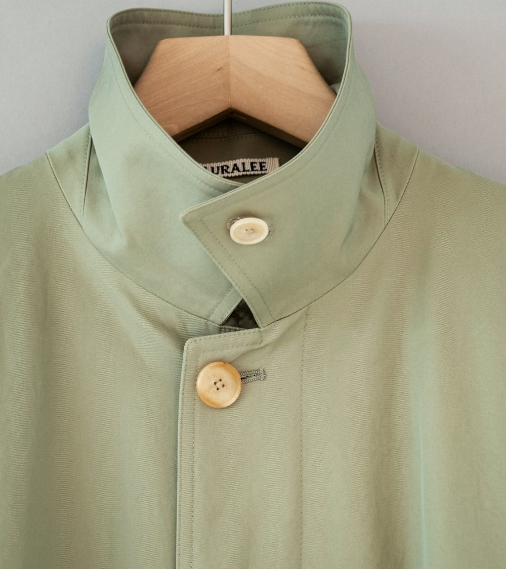 Auralee 'Washed Finx Gabardine Soutien Collar Coat' (Light Khaki)