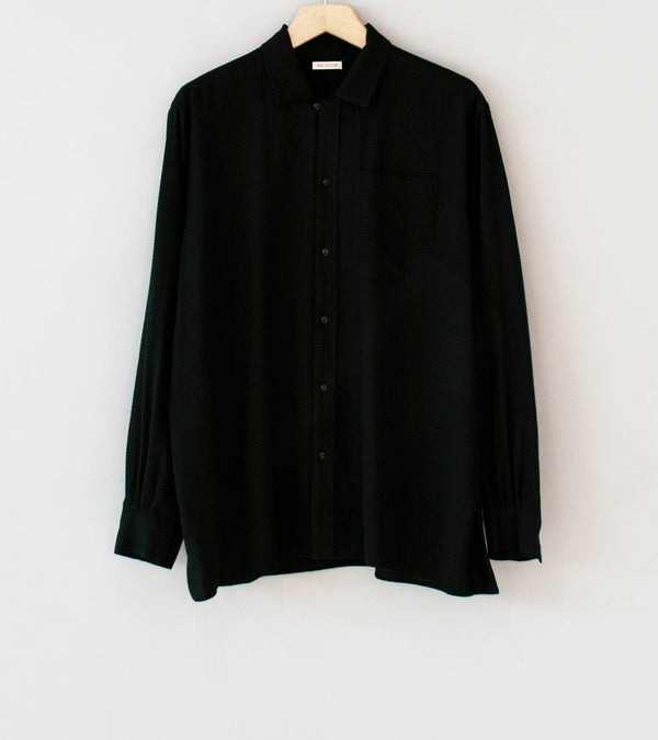Niceness 'S.COIL Super 140's Open Collar Dress Shirt' (Black)
