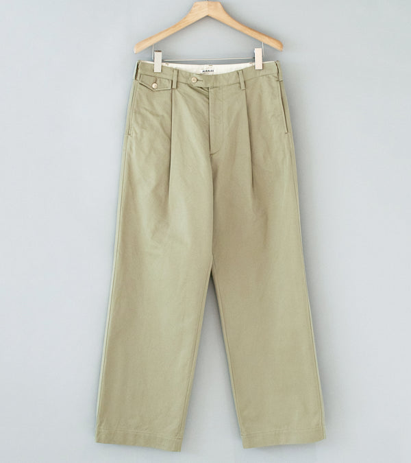 Auralee 'Washed Finx Chino One Tuck Pants' (Light Khaki)