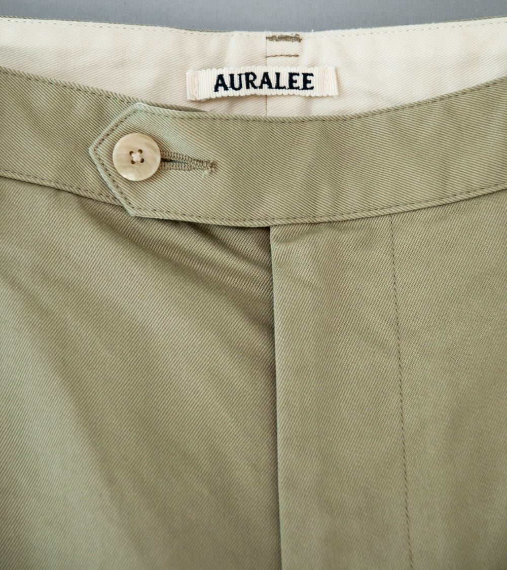 Auralee 'Washed Finx Chino One Tuck Pants' (Light Khaki)