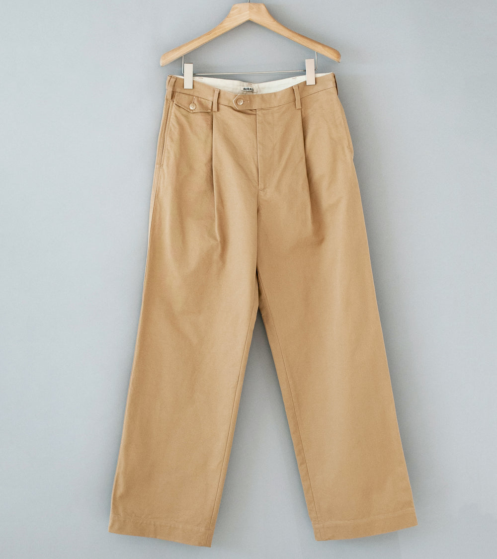 Auralee 'Washed Finx Chino One Tuck Pants' (Camel Brown)