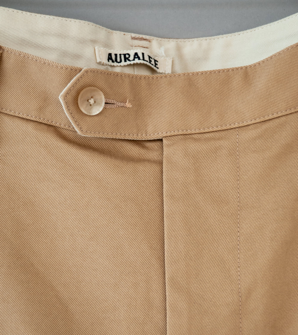 Auralee 'Washed Finx Chino One Tuck Pants' (Camel Brown)