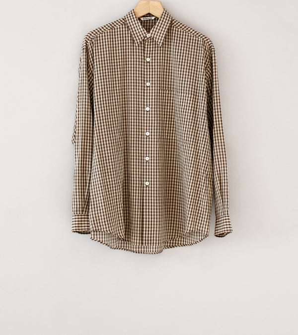 Auralee 'Airy Light Cotton Check Big Shirt' (Brown Gingham Check)