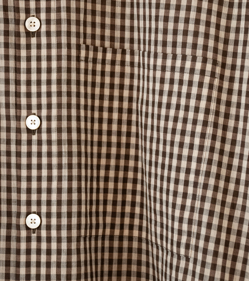 Auralee 'Airy Light Cotton Check Big Shirt' (Brown Gingham Check)