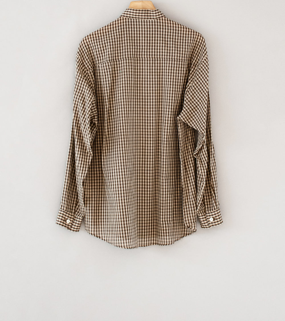 Auralee 'Airy Light Cotton Check Big Shirt' (Brown Gingham Check)