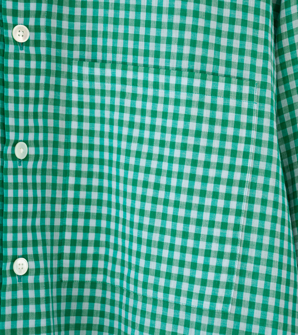 Auralee 'Airy Light Cotton Check Big Shirt' (Green Gingham Check)