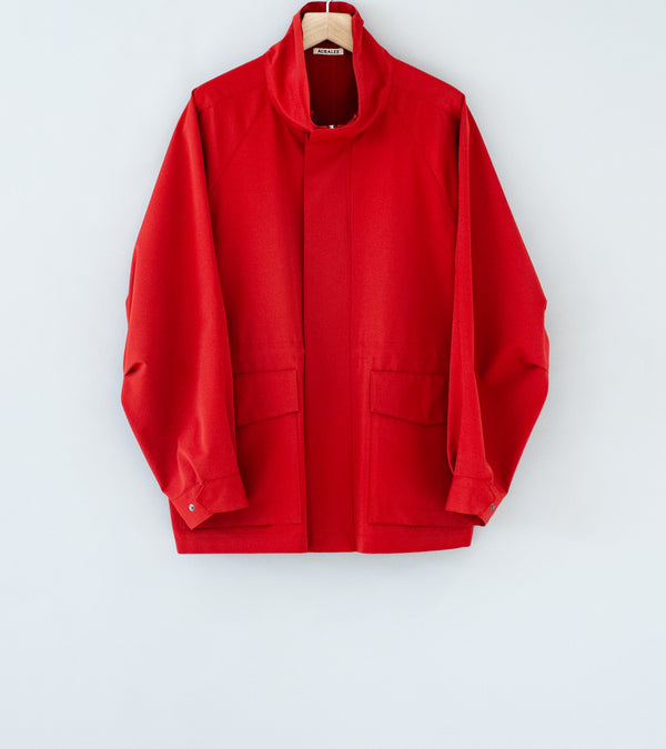 Auralee 'Wool Max Canvas High Neck Zip Blouson' (Red)