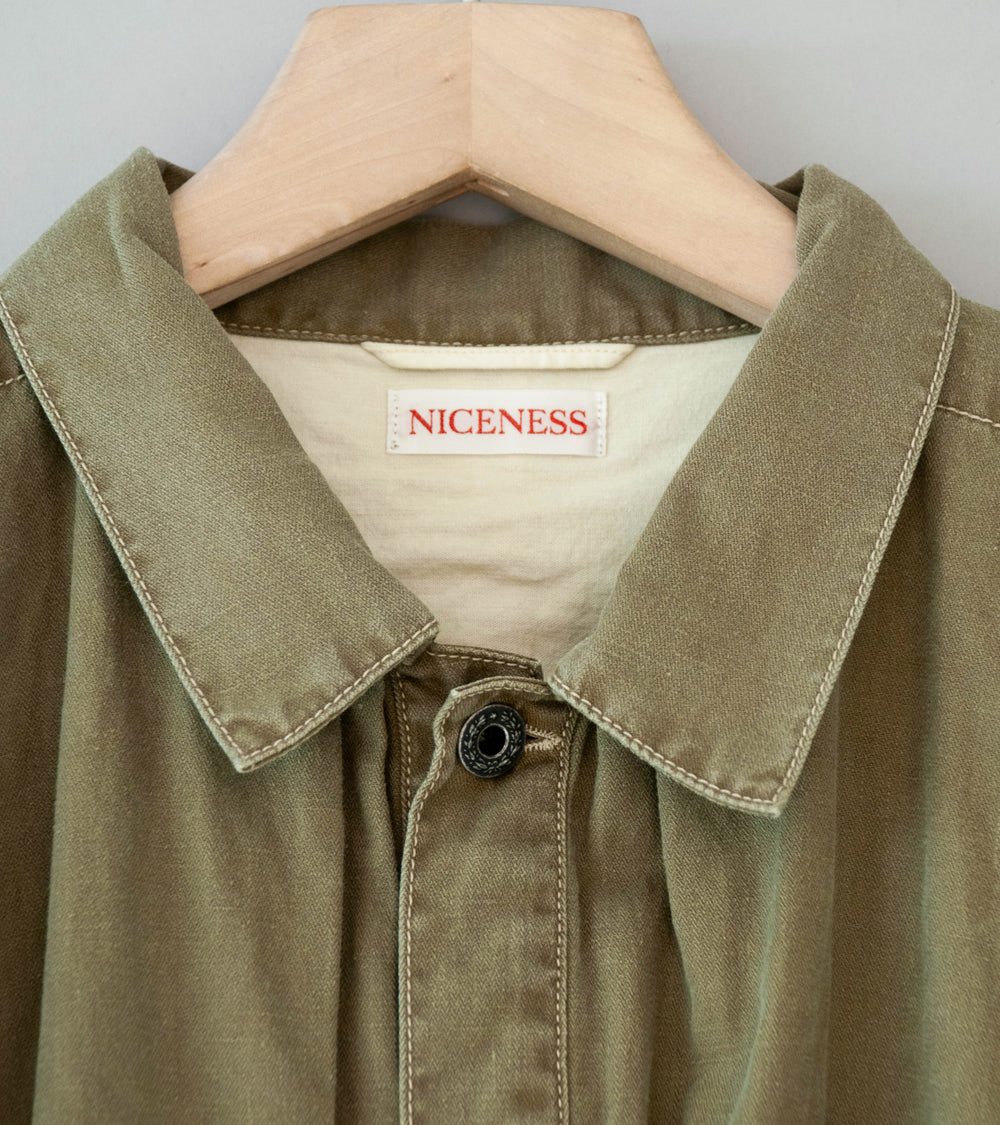 Niceness 'H.THORNHILL Vintage Treated Herringbone Trucker Jacket' (Khaki)
