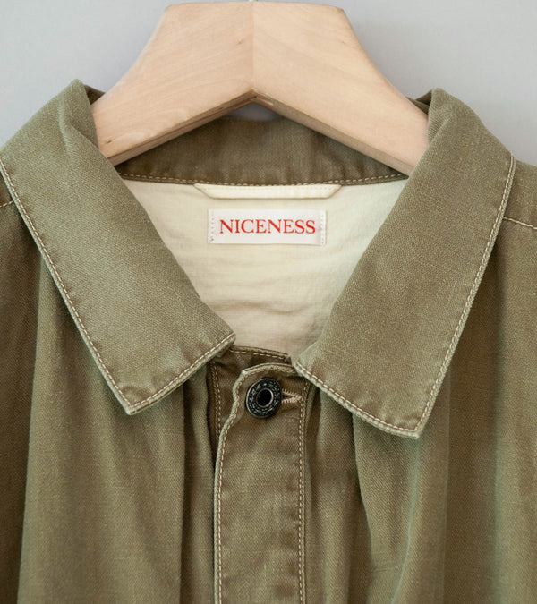 Niceness 'H.THORNHILL Vintage Treated Herringbone Trucker Jacket' (Khaki)