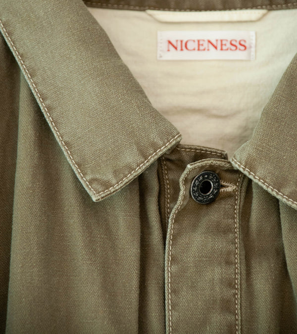 Niceness 'H.THORNHILL Vintage Treated Herringbone Trucker Jacket' (Khaki)