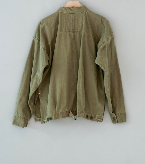 Niceness 'H.THORNHILL Vintage Treated Herringbone Trucker Jacket' (Khaki)