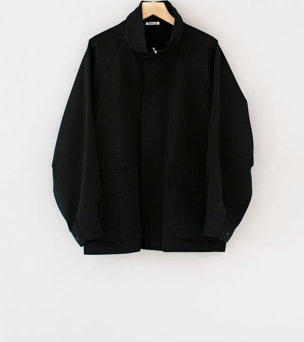 Auralee 'Wool Max Canvas High Neck Zip Blouson' (Black)