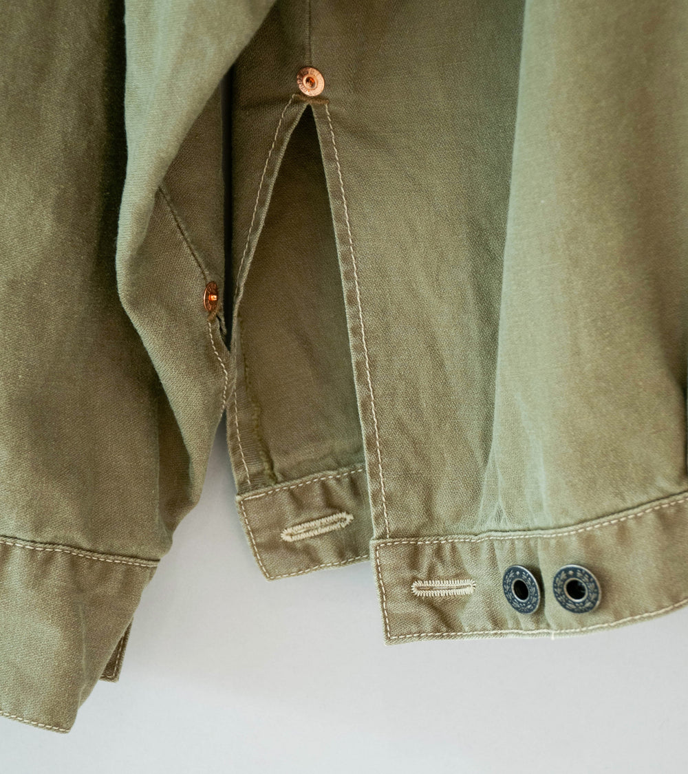 Niceness 'H.THORNHILL Vintage Treated Herringbone Trucker Jacket' (Khaki)