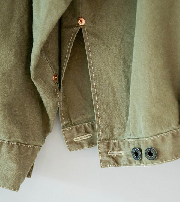 Niceness 'H.THORNHILL Vintage Treated Herringbone Trucker Jacket' (Khaki)
