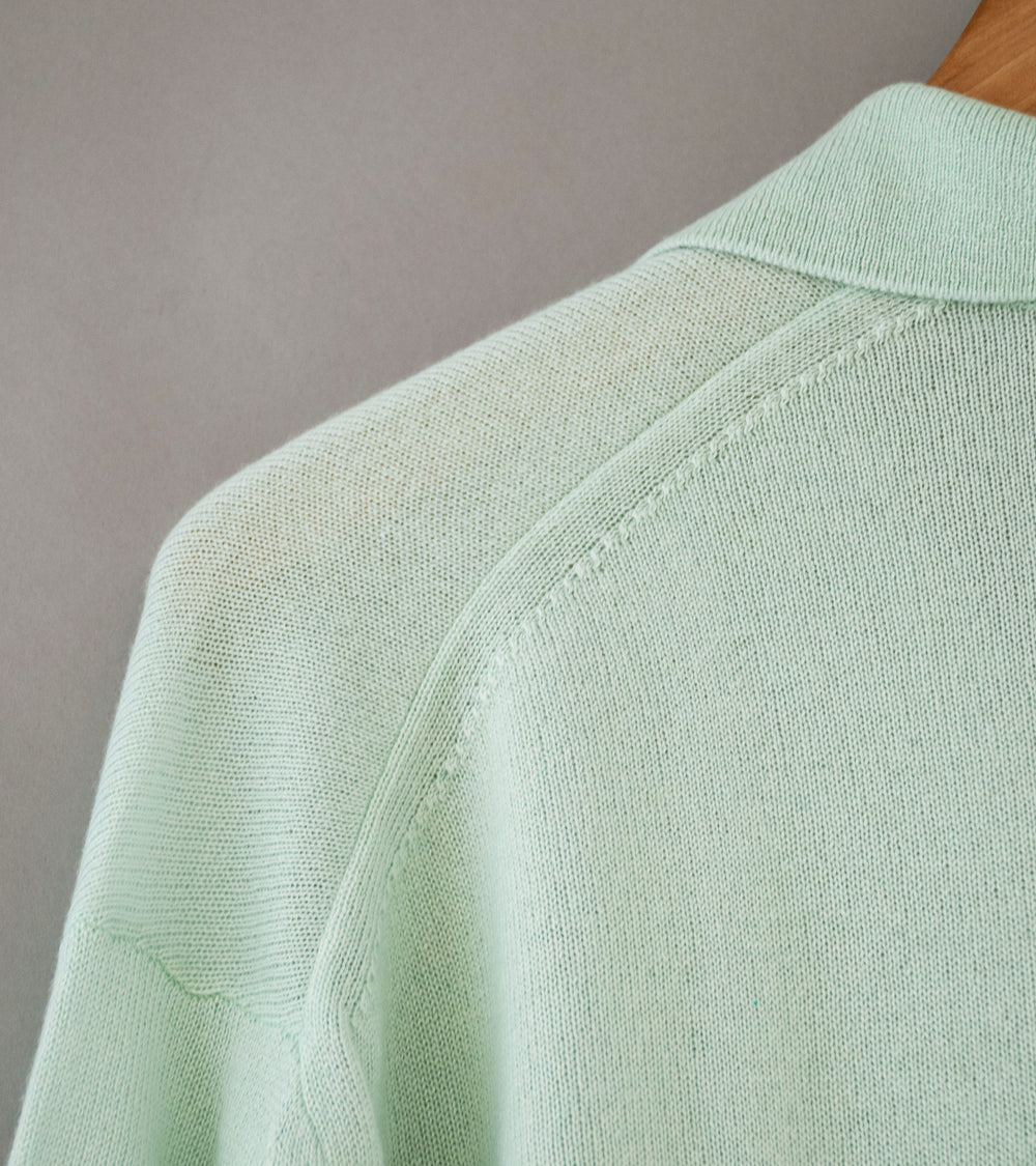 Auralee 'Super Fine Cashmere Silk Knit Skipper Polo' (White Green)