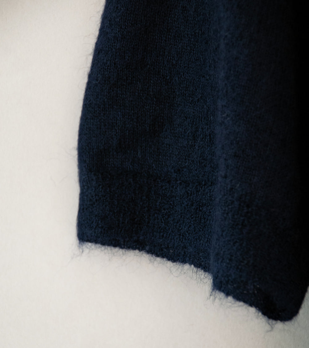 Auralee 'Kid Mohair Sheer Knit Polo' (Navy)