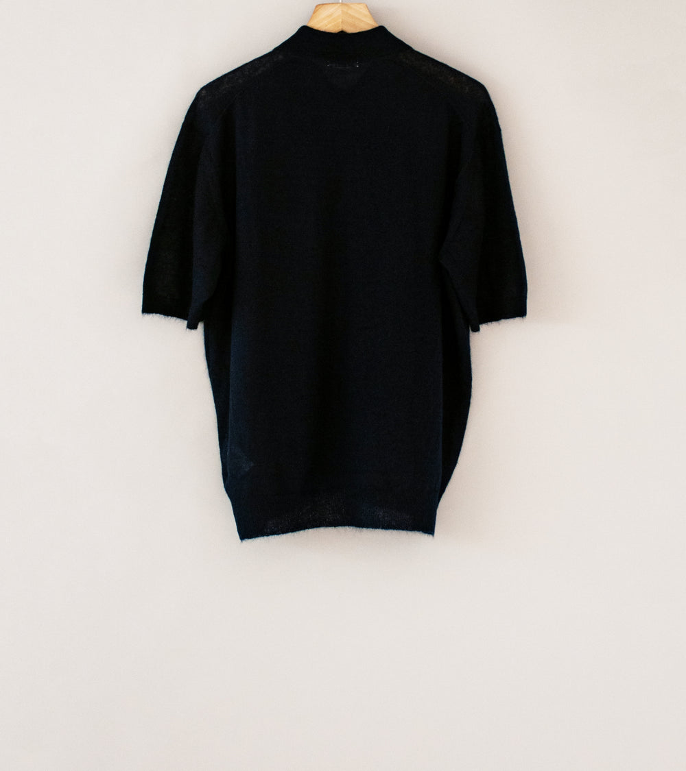 Auralee 'Kid Mohair Sheer Knit Polo' (Navy)