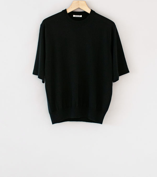 Auralee 'Hard Twist Cashmere Knit Tee' (Black)