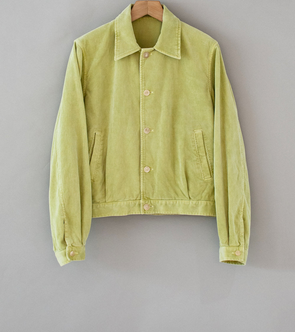 Auralee 'Pigment Dyed Finx Corduroy Blouson' (Dusty Lime)