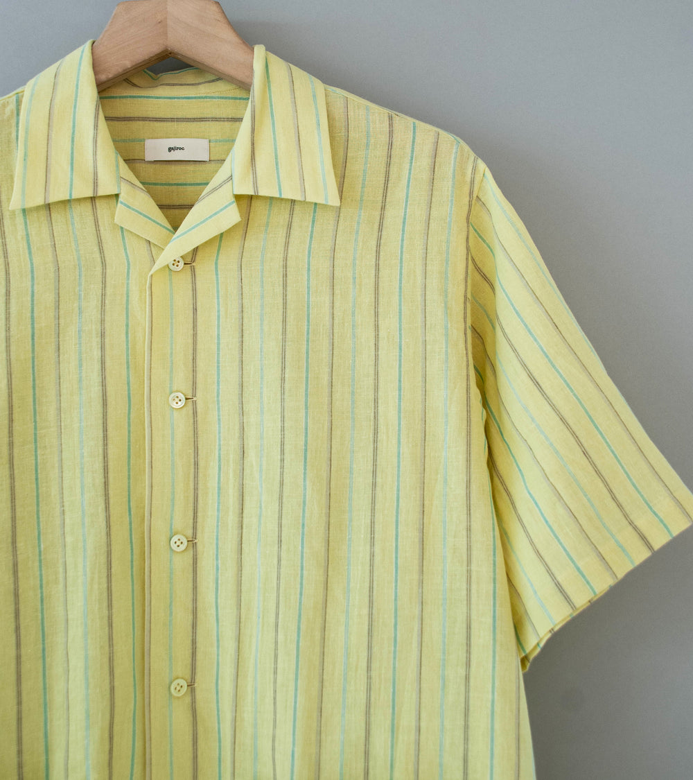 Gajiroc 'Cotton Linen Open Collar Shirt' (Yellow)
