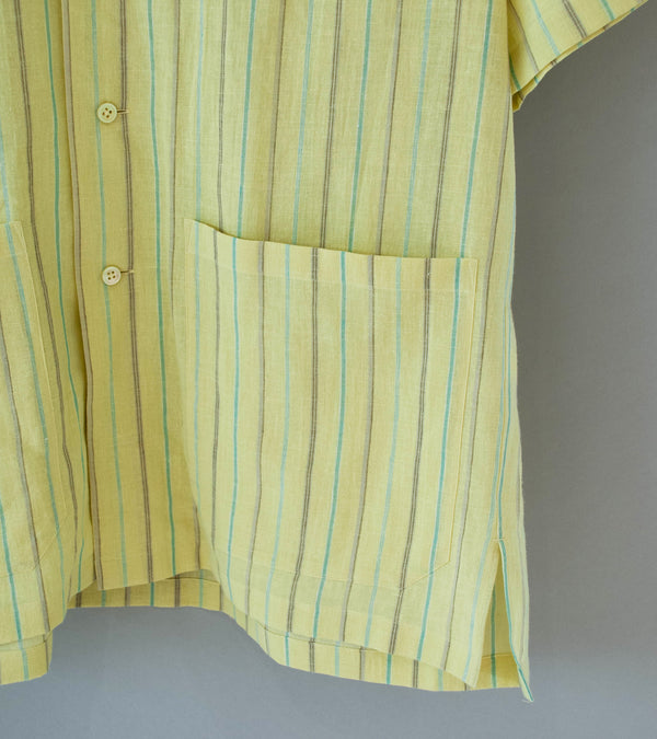 Gajiroc 'Cotton Linen Open Collar Shirt' (Yellow)