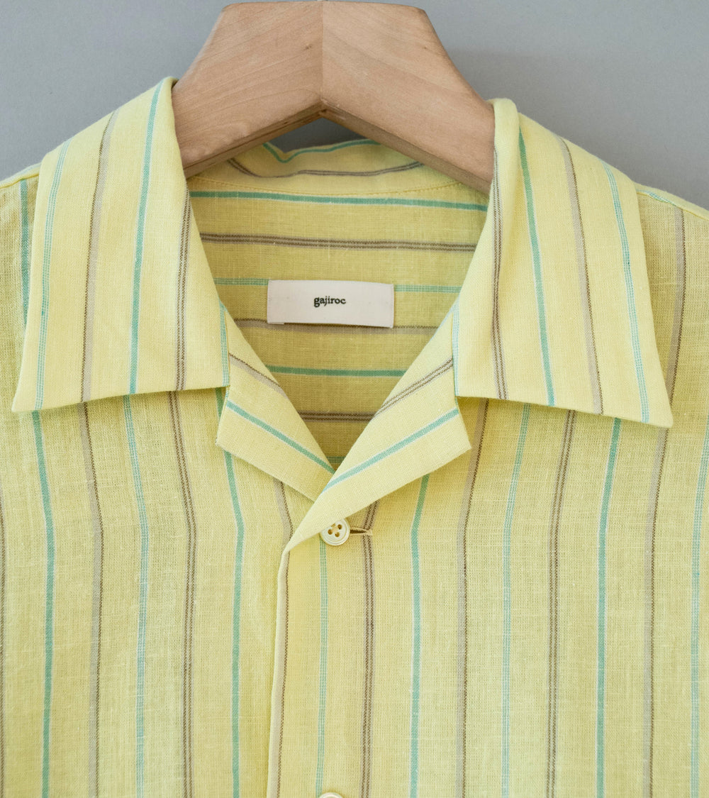 Gajiroc 'Cotton Linen Open Collar Shirt' (Yellow)