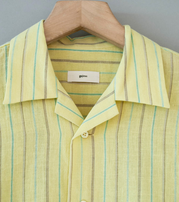 Gajiroc 'Cotton Linen Open Collar Shirt' (Yellow)