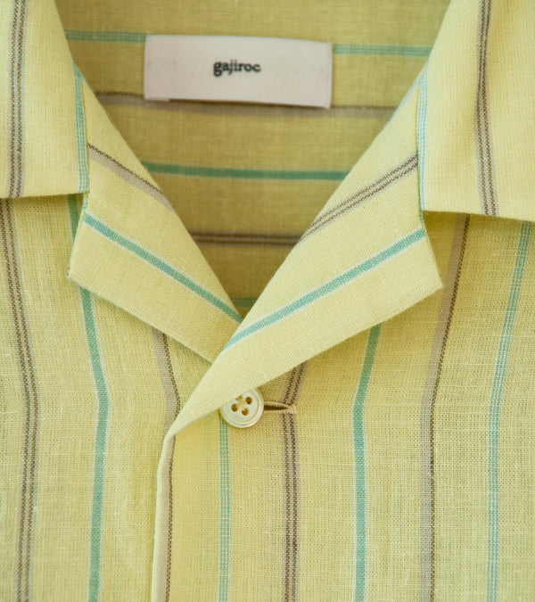 Gajiroc 'Cotton Linen Open Collar Shirt' (Yellow)