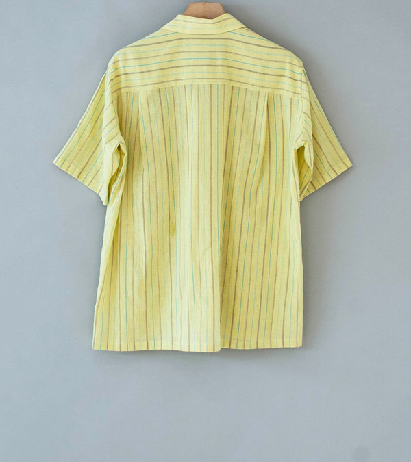 Gajiroc 'Cotton Linen Open Collar Shirt' (Yellow)